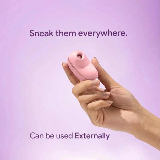 Small, quiet air pulse massager held in hand